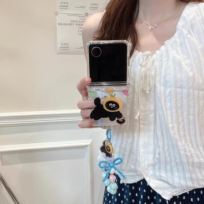 适用摩托罗拉motorazr60ulta手机壳韩风ins卡通可爱小猫咪Razr50防摔全包Razr6pro手链支架razr40ulta保护套