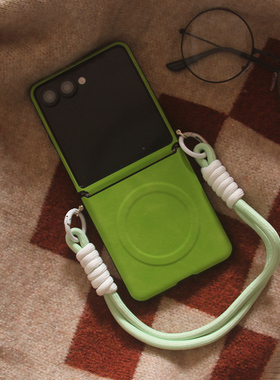 ins小清新夏日绿色磁吸适用三星Galaxy Z Flip7手机壳zflip6创意新款zflip5侧扣挂绳zflip4/3折叠屏保护套女