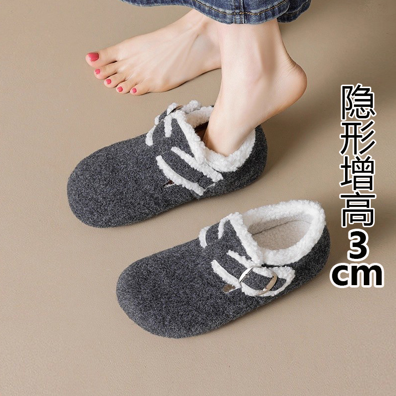 内增高勃肯鞋毛呢加绒保暖