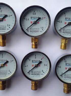 Y60氧气压力表25MPa减压器减压表气压表高压压力表O2压力表2.5级