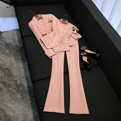 粉色修身显瘦西装套装2026秋高级感职业马甲经理管理层工作服Z835
