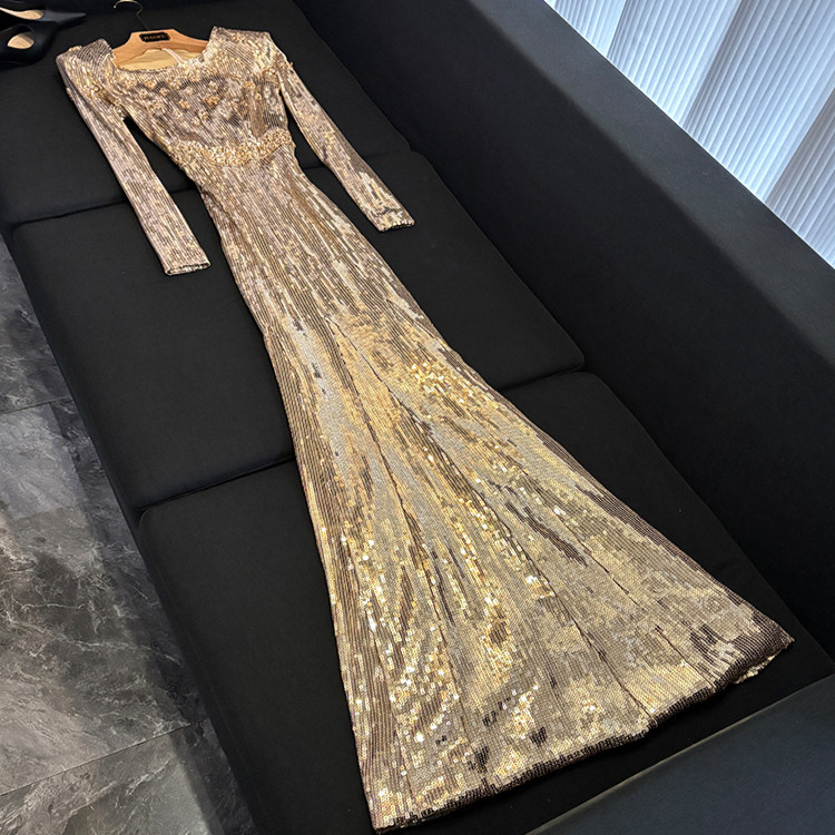 晚礼服长裙2026欧美明星重工钉珠