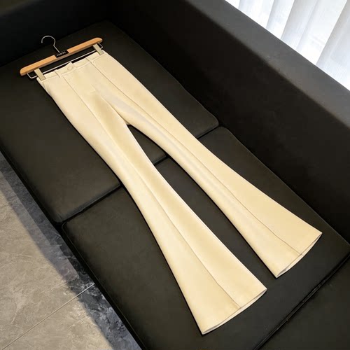 通勤高腰直筒裤女白色显瘦显高百搭职业长裤立体裁剪职业正装P240