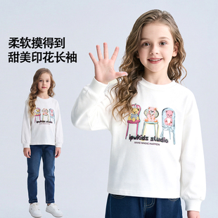 IPW女童泰迪熊小熊长袖T恤2026春装新款韩范时髦上衣B7570235002