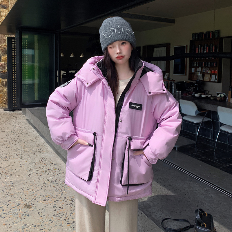 羽绒服女2025新款大码胖mm白鸭绒宽松200斤小个子工装派克外套冬