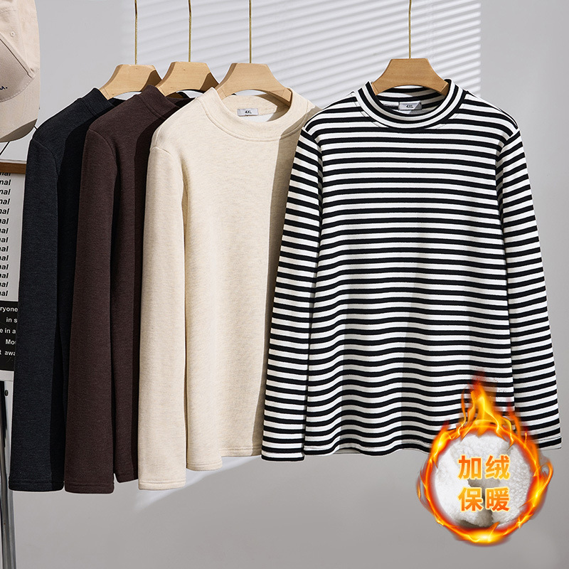 280斤超肥特大码加绒加厚打底衫200胖mm秋冬高领保暖显瘦内搭上衣