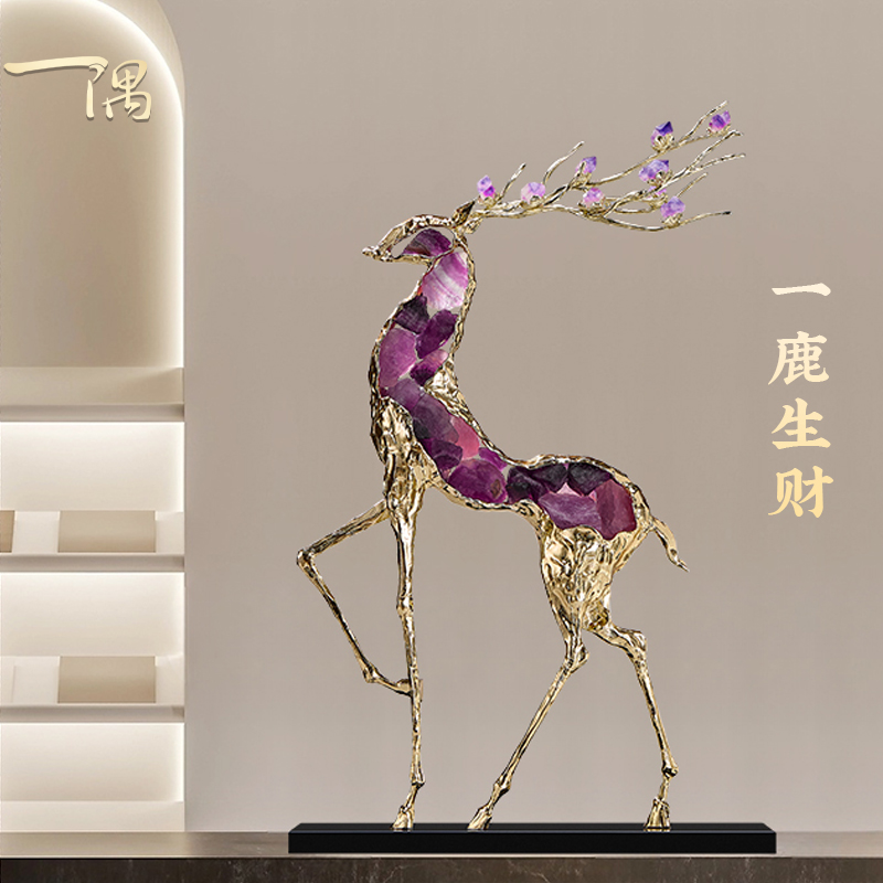 轻奢水晶鹿摆件客厅装饰高档礼品
