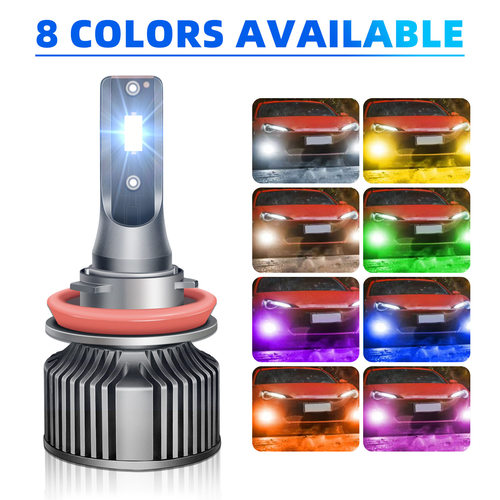 粉紫光汽车LED雾灯H11大灯9006大灯880psx26wH3H1琥珀色蓝光H10