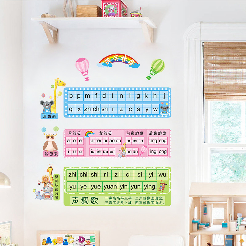 汉语拼音墙贴画幼儿园小学教室班级布置墙面装饰声母韵母字母贴纸