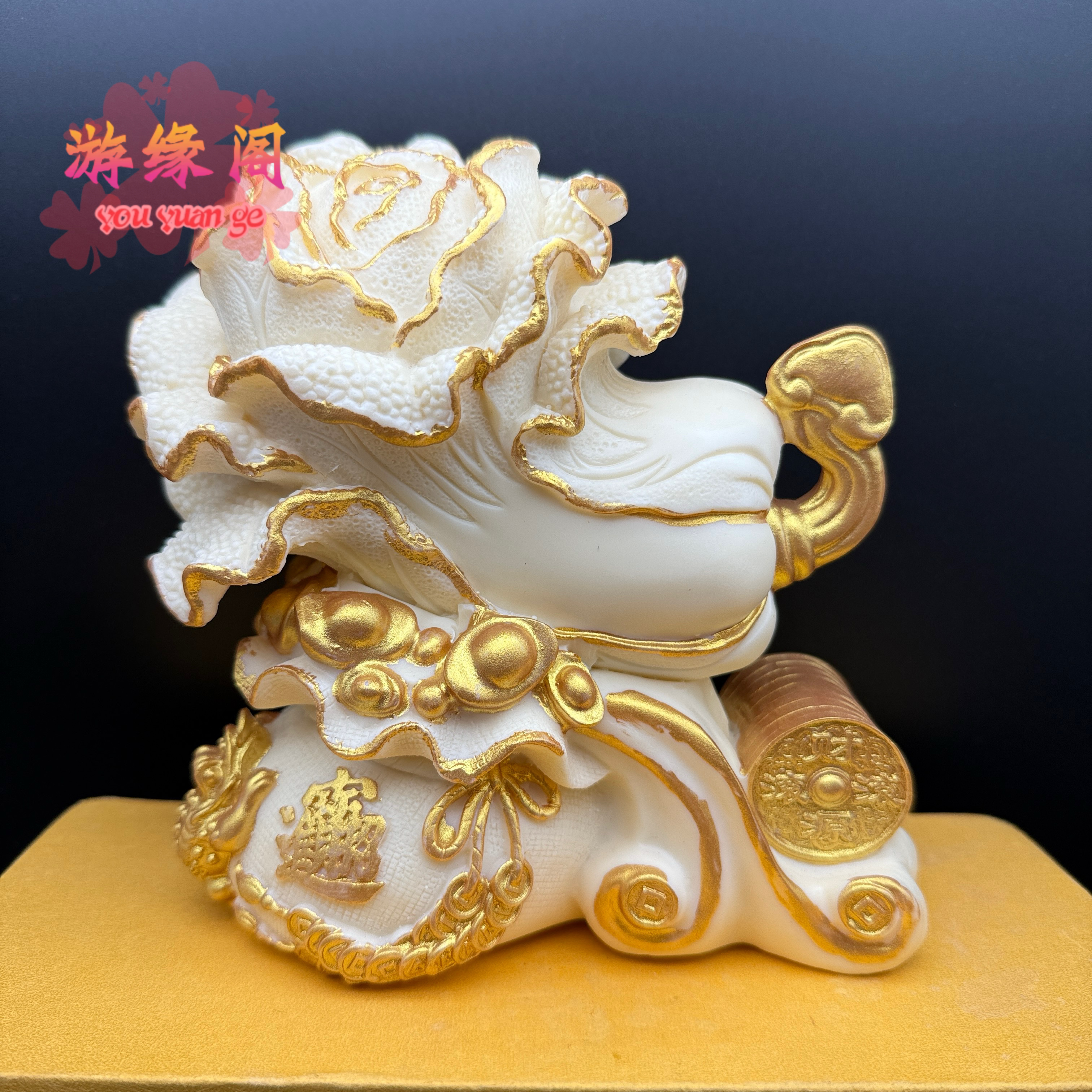 象牙果雕刻白菜百财工艺品汽车家居桌面摆件保平安供奉装饰送礼盒