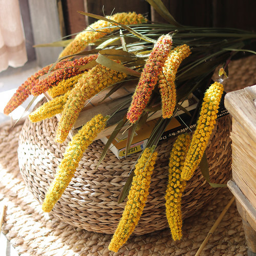 猫尾仿真小米谷子植物谷穗摆件