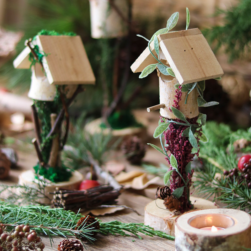 树屋鸟窝手工小摆件圣诞造景素材阳台花园橱窗装饰道具森系田园