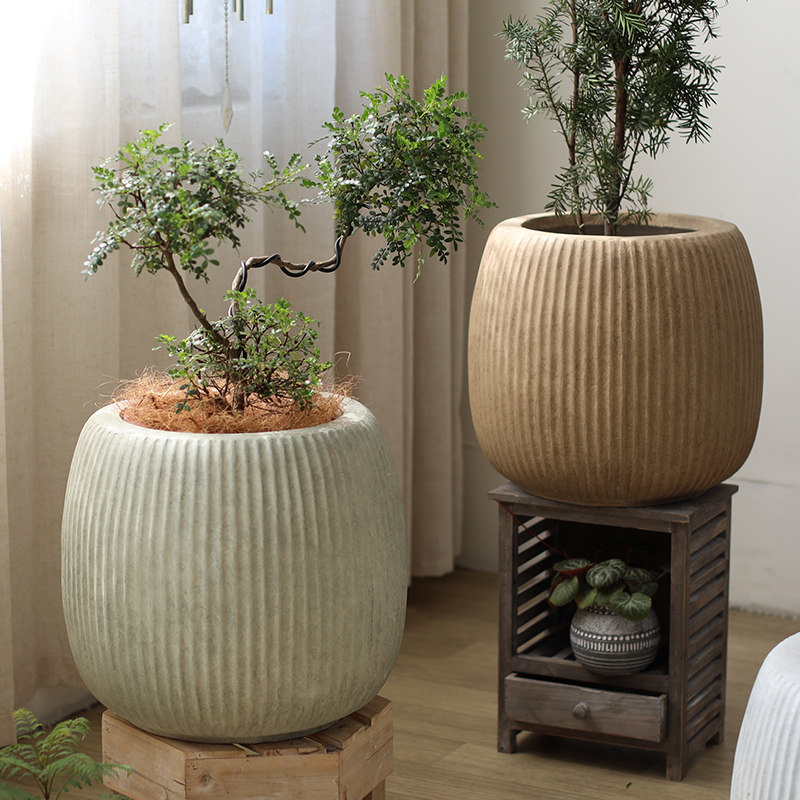 复古风轻奢感镁泥花盆龟背竹龙血树家用客厅室内大花盆绿植花器,家居饰品,花盆,淘宝优惠券,粉丝福利购,淘宝优惠卷