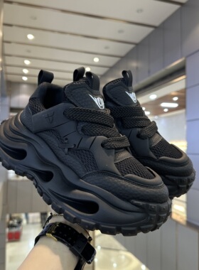 黑武士网红男鞋帅气炸街厚底外增高老爹鞋透气网布潮牌休闲运动鞋