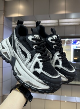 撞色厚底黑武士老爹鞋男2026新款网面休闲运动鞋百搭潮鞋外增高鞋