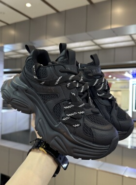 帅气炸街黑武士老爹鞋男厚底外增高夏季网布透气运动鞋潮潮牌休闲