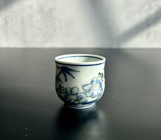 日本京烧经典手绘青花斗彩小茶杯主人杯 口径5高4.5 全新全品