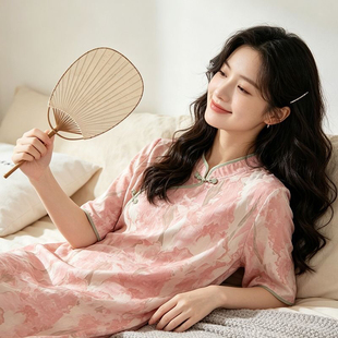 新中式改良旗袍大码胖mm显瘦遮肚妈妈绝美加肥加大胖妹妹连衣裙