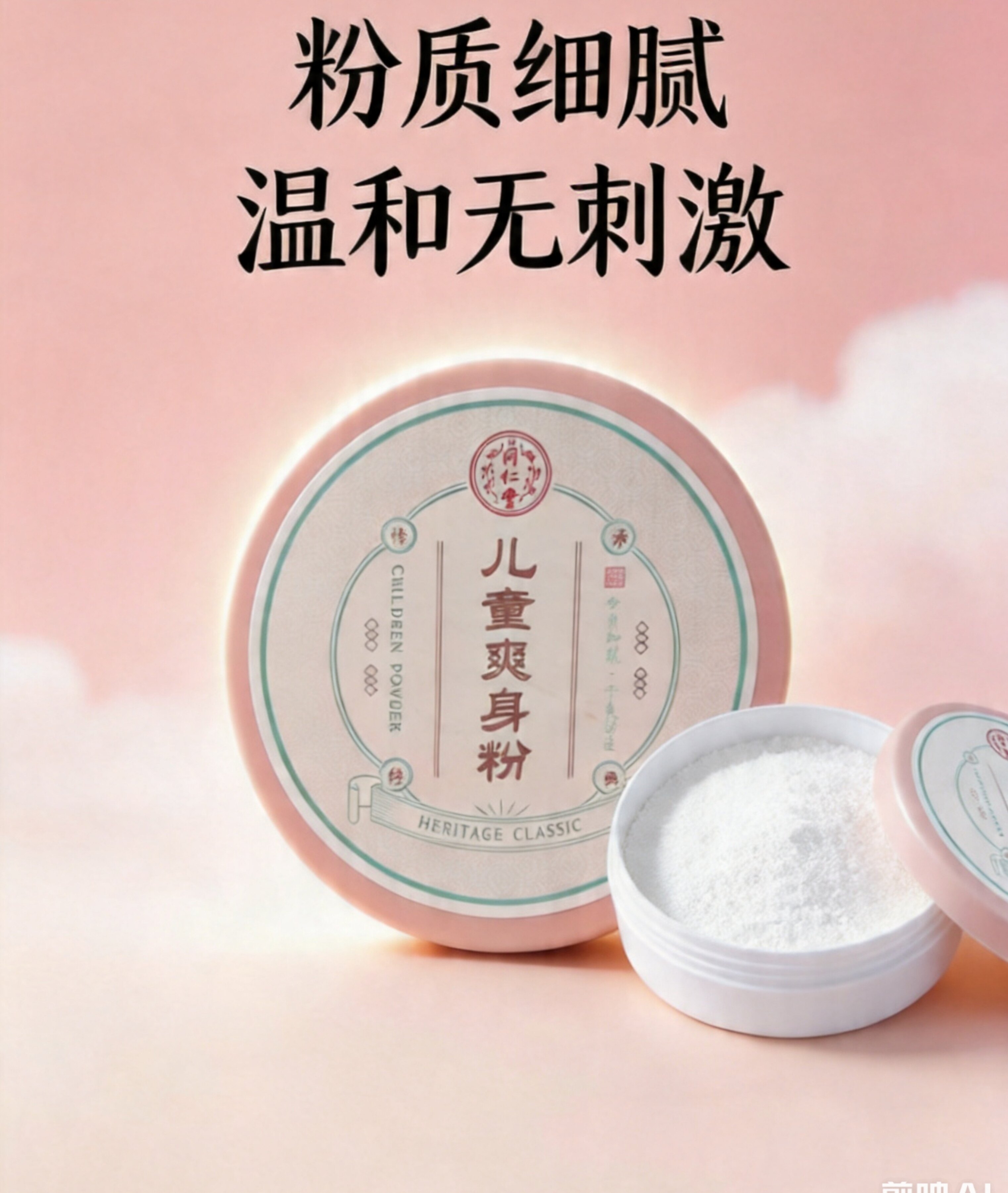 北京同仁堂儿童爽身粉痱子粉红屁屁吸汗热疹玉米淀粉不含滑石粉