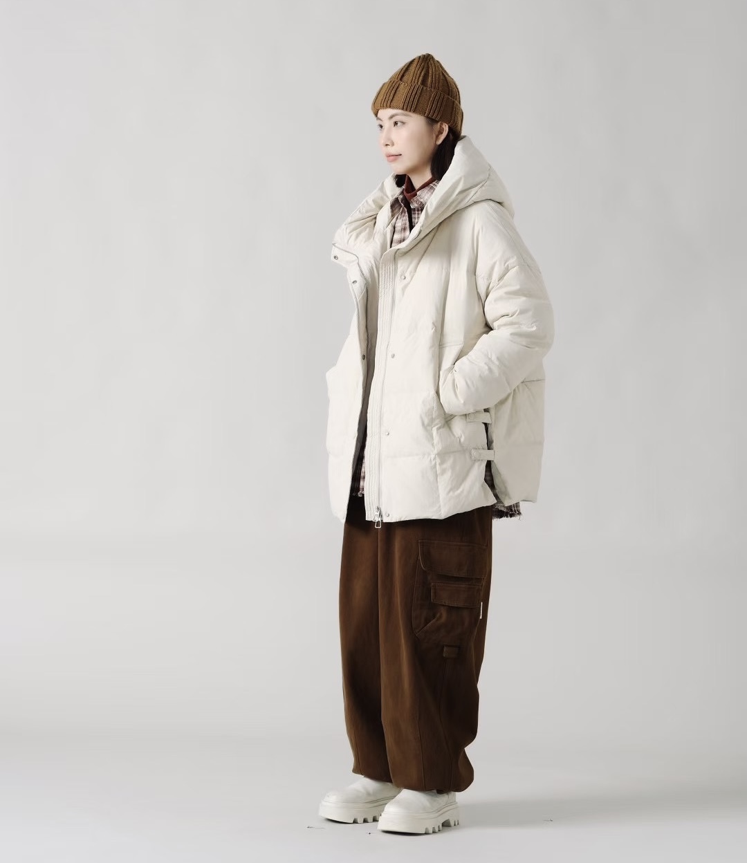 原创女装33908休闲文艺连帽中长款羽绒服女2025冬季新款宽松外套