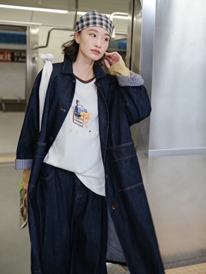 女装2025中长款牛仔外套35258秋季新休闲文艺宽松休闲显瘦风衣女