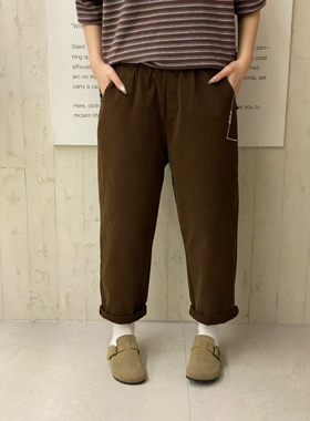 正品2025秋冬新加绒休闲裤35756 休闲文艺宽松哈伦裤小脚裤女