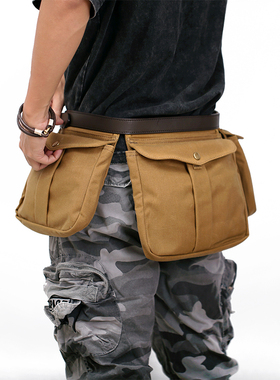 复刻FILSON16029复古户外狩猎多功能帆布腰包马术皮革防泼水男包