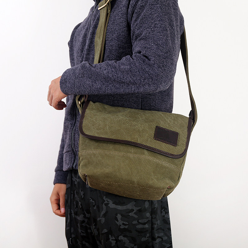 复古帆布配牛皮军绿色邮差包男士报童包日常通勤休闲斜挎包简约,箱包皮具/热销女包/男包,男士包袋,淘宝优惠券,粉丝福利购,淘宝优惠卷