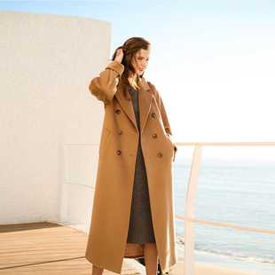 正品双面羊毛大衣女宽松长款秋冬双排扣101801欧美高端毛呢外套
