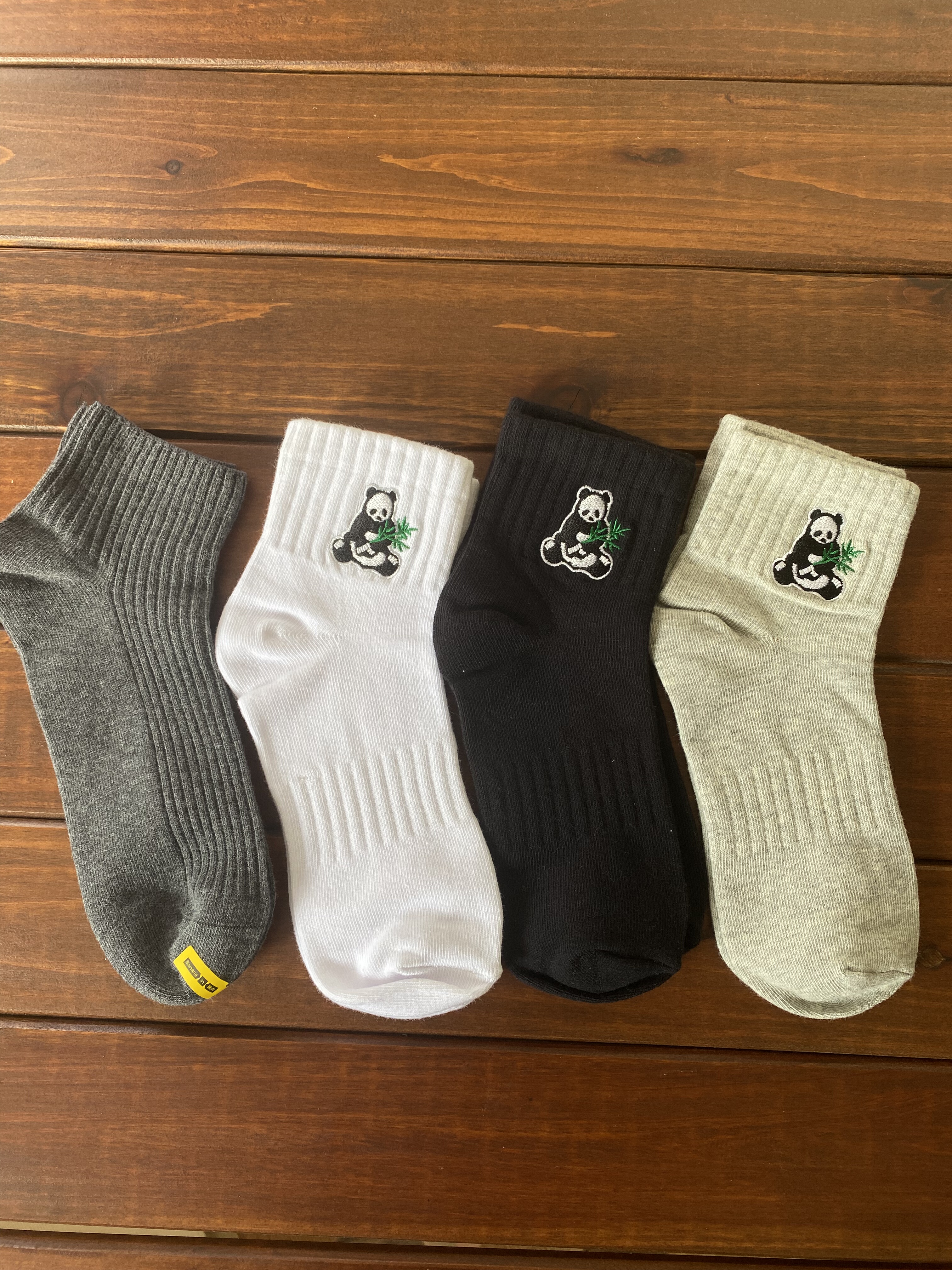 4双一包 日单潮牌熊猫刺绣短袜运动袜街头嘻哈纯色女袜棉袜百搭,女士内衣/男士内衣/家居服,短袜,淘宝优惠券,粉丝福利购,淘宝优惠卷