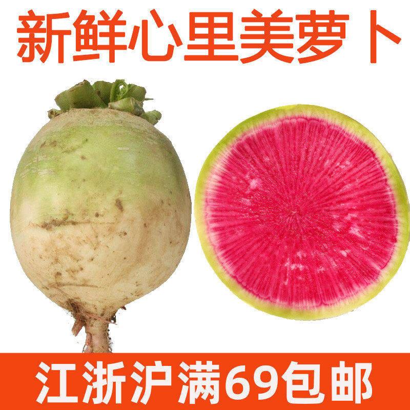 新鲜蔬菜 心里美萝卜500g红心雕花青萝卜雕刻装饰 江浙沪满69包邮