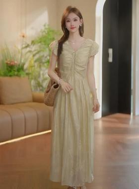 独特漂亮掐绝美爆款9195流行森系清纯大方连衣裙夏季现货简单腰