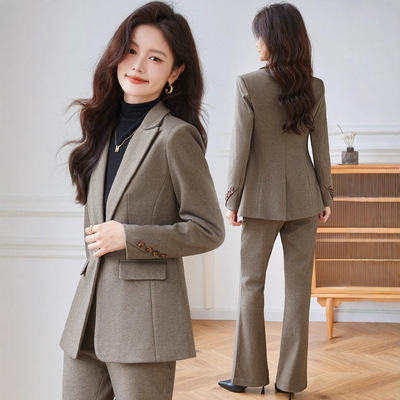 2025新款小个子职业正装高级西服套装秋季毛呢西装外套女春秋修身