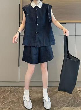 高级现货减龄气质时尚夏季女法式修身领Polo一整套潮流9592套装