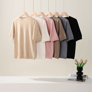 小山羊！100纯山羊绒衫女短袖