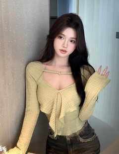 上衣新款 甜辣妹气质短款 纯欲内搭T恤潮 剪镖外贸折扣女装 捡漏特价