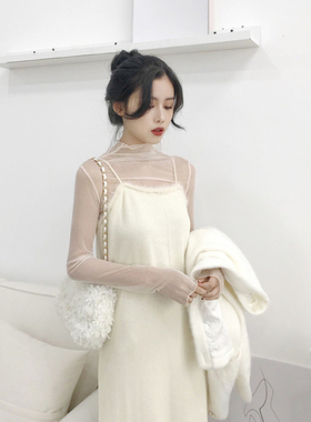 捡漏特价剪镖外贸折扣女装春秋蕾丝防晒打底衫女网纱长袖内搭上衣