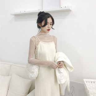 女网纱长袖 春秋蕾丝防晒打底衫 内搭上衣 剪镖外贸折扣女装 捡漏特价