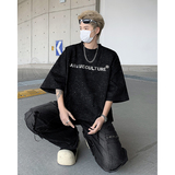 重磅水洗做旧银河圆领短袖T恤字母宽松男女星空半袖-H86047-P68，男装T恤，电商B289