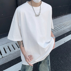240克重磅烫钻满天星短袖T恤男半袖宽松休闲上衣B289-H86046-P68图片