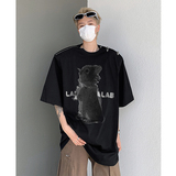 夏季美式卡通兔子印花垫肩短袖男高级感拉链T恤B289-H86088-P68，男装T恤，电商B289