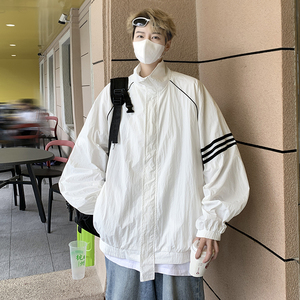 夏季薄款运动休闲三条杠男女防晒衣立领夹克外套B289-FSY66-P75