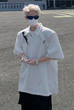 金属皮带扣设计感垫肩POLO衫高级短袖男T桖潮B289-H86050-P78，男装T恤，电商B289