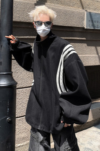 美式撞色拼接设计棒球服男宽松复古拉链翻领夹克外套-JK180-P105图片