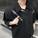 美式金属皮带扣设计感垫肩POLO衫高级短袖男T桖潮B289-H86050-P78，男装Polo衫，电商B289