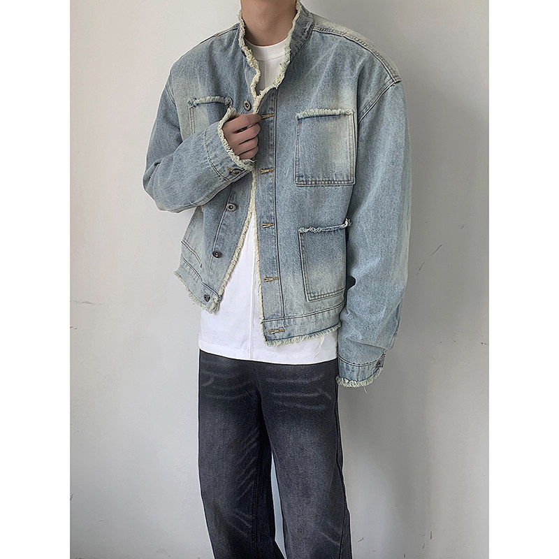 做旧水洗牛仔外套男宽松立领休闲夹克外套B289-JK625-P90,男装工装外套,电商B289