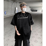 流光垫肩短袖金属纽扣设计感T恤立体印花半袖上衣B289-H86041-P68，男装T恤，电商B289