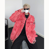 粉色水洗拼接牛仔外套男女情侣棒球服翻领夹克外套B289-NZ146-P98,男装工装外套,电商B289,电商基地 粉色水洗拼接牛仔外套男女情侣棒球服翻领夹克外套B289-NZ146-P98,男装工装外套,电商B289,电商基地