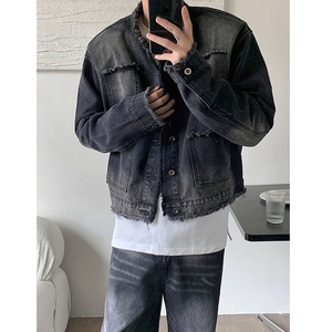 做旧水洗牛仔外套男宽松立领休闲夹克外套B289-JK625-P90图片