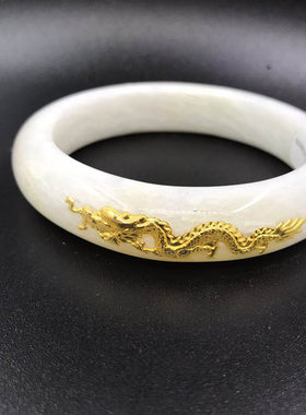 新品翡翠金镶玉镶金白玉送婆婆